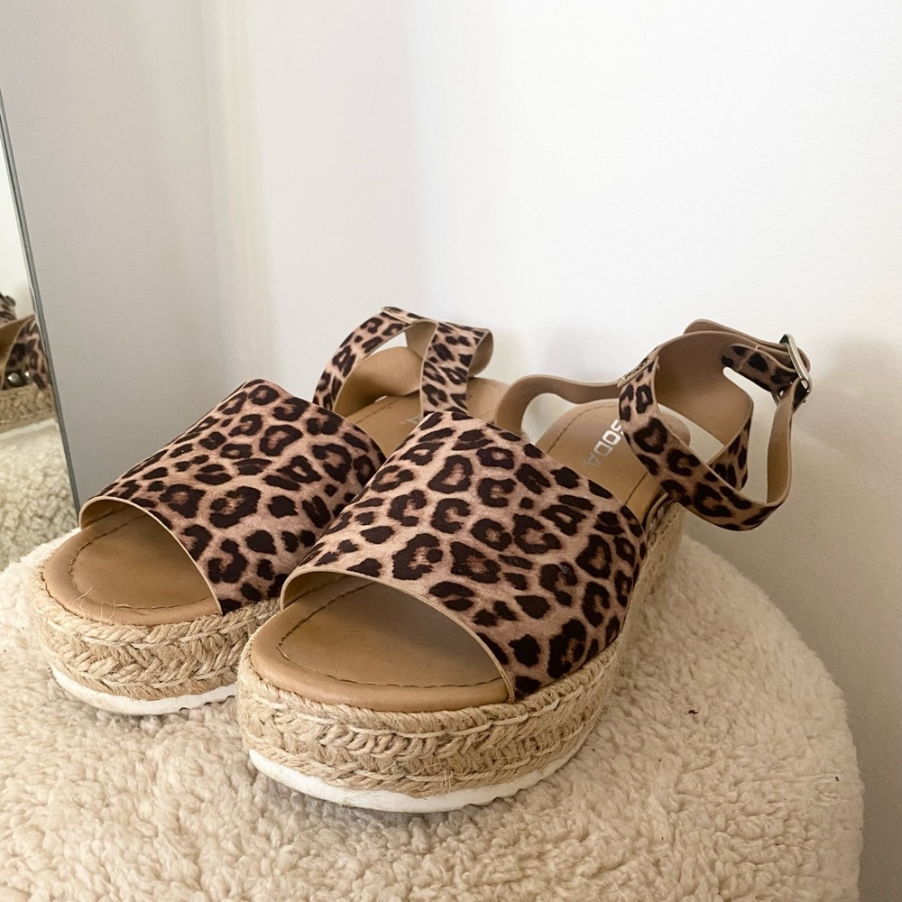 Leopard Print Sandals (Espadrille Style)